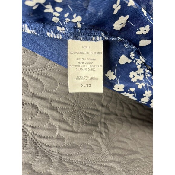 Christina B Sleeveless Double Layered Floral Blouse Blue & White SZ XL Cute Chic - Picture 5 of 5